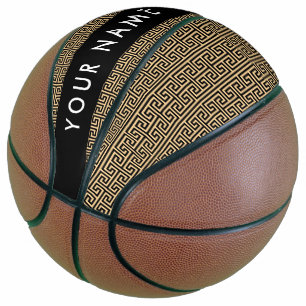 Greek Meander Key H Brown, Your Name, Personalize Basketball