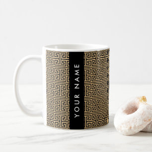 Greek Meander Key H Brown, Your Name, Personalize Coffee Mug