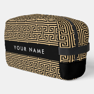 Greek Meander Key H Brown, Your Name, Personalize Dopp Kit