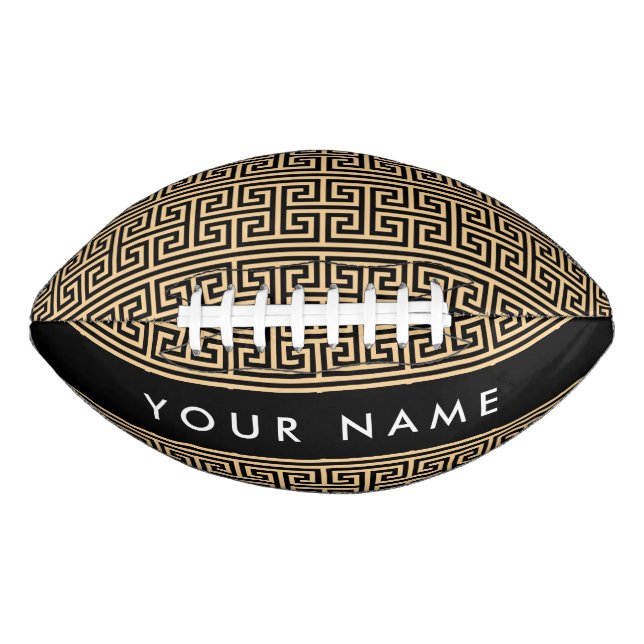 Greek Meander Key H Brown, Your Name, Personalize Football (Front)