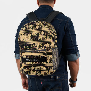 Greek Meander Key H Brown, Your Name, Personalize Printed Backpack