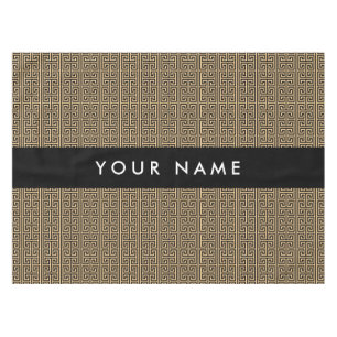 Greek Meander Key H Brown, Your Name, Personalize Tablecloth