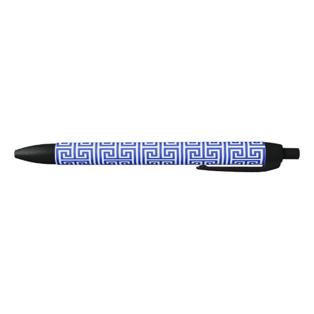 Greek Meander Key Square H Pattern Blue Black Ink Pen (Bottom)