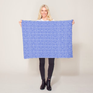 Greek Meander Key Square H Pattern Blue Fleece Blanket