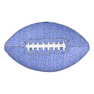 Greek Meander Key Square H Pattern Blue Football