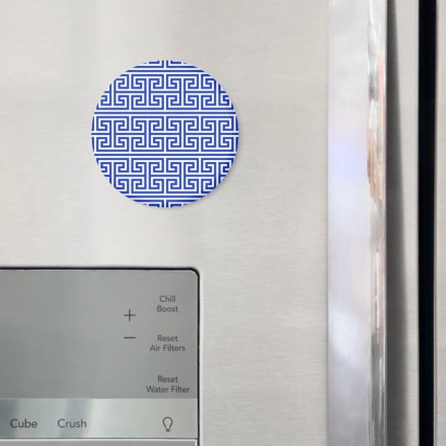 Greek Meander Key Square H Pattern Blue Magnet (In Situ (Fridge))