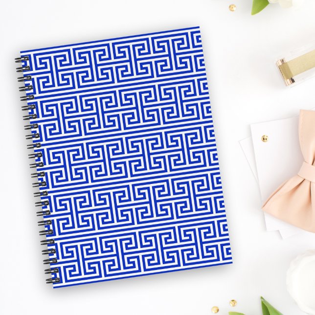 Greek Meander Key Square H Pattern Blue Notebook (Creator Uploaded)