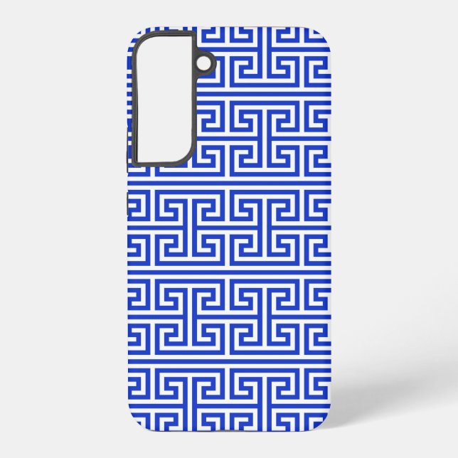 Greek Meander Key Square H Pattern Blue Samsung Galaxy S22+ Case (Back)