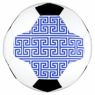 Greek Meander Key Square H Pattern Blue Soccer Ball