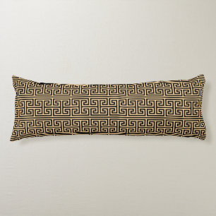 Greek Meander Key Square H Pattern Brown Body Pillow