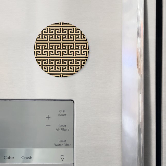 Greek Meander Key Square H Pattern Brown Magnet (In Situ (Fridge))