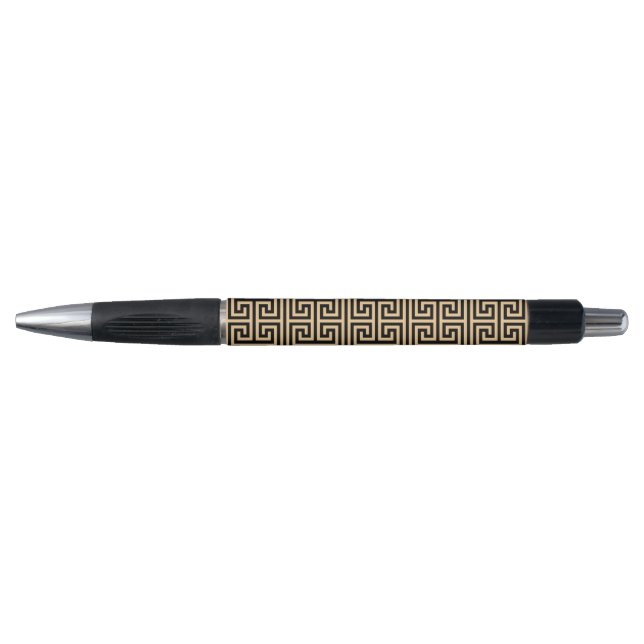 Greek Meander Key Square H Pattern Brown Pen (Front)