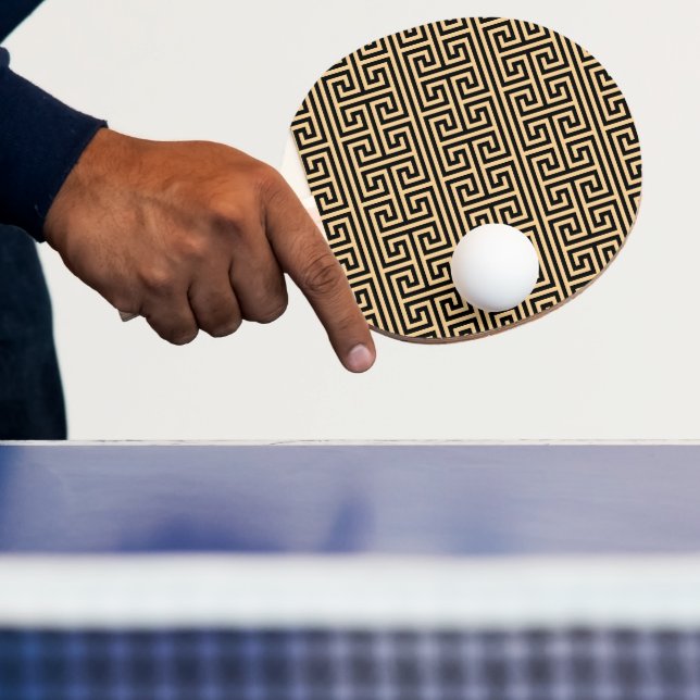 Greek Meander Key Square H Pattern Brown Ping Pong Paddle (Insitu)
