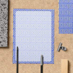 Greek Meander Key Squares Pattern Blue