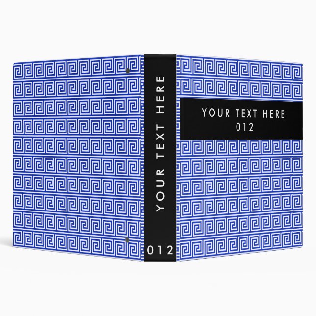 Greek Meander Key Squares Pattern Blue Binder (Background)