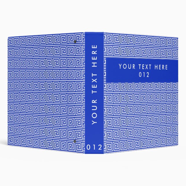 Greek Meander Key Squares Pattern Blue Binder (Background)