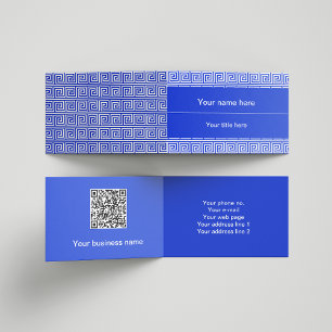 Greek Meander Key Squares Pattern Blue Business Card
