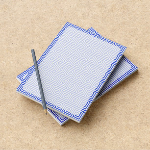 Greek Meander Key Squares Pattern Blue Notepad