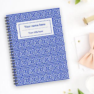 Greek Meander Key Squares Pattern Blue Planner