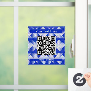 Greek Meander Key Squares Pattern Blue Window Cling