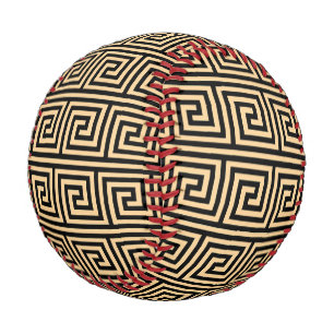 Greek Meander Key Squares Pattern Brown Baseball
