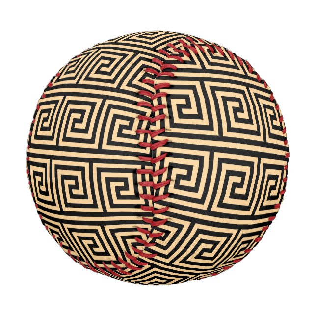 Greek Meander Key Squares Pattern Brown Baseball (Angled)