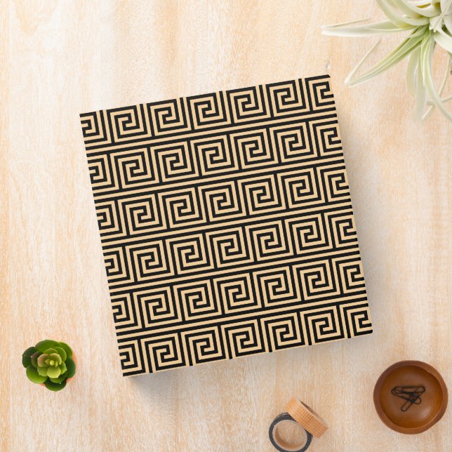 Greek Meander Key Squares Pattern Brown Binder (In Situ)