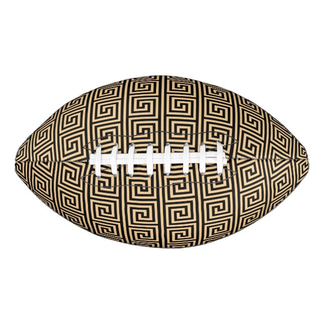 Greek Meander Key Squares Pattern Brown Football (Front)