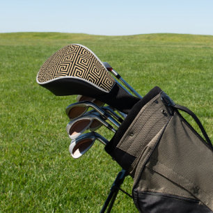 Greek Meander Key Squares Pattern Brown Golf Head Cover