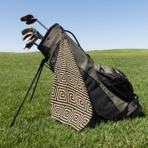 Greek Meander Key Squares Pattern Brown Golf Towel