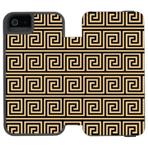 Greek Meander Key Squares Pattern Brown Incipio Watson™ iPhone 5 Wallet Case
