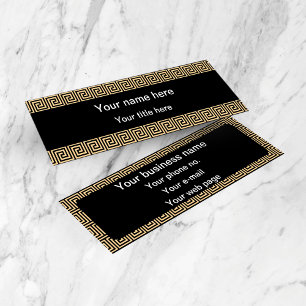 Greek Meander Key Squares Pattern Brown Mini Business Card