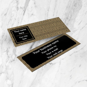 Greek Meander Key Squares Pattern Brown Mini Business Card