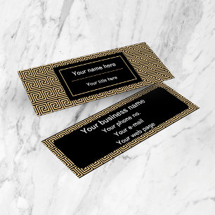 Greek Meander Key Squares Pattern Brown Mini Business Card
