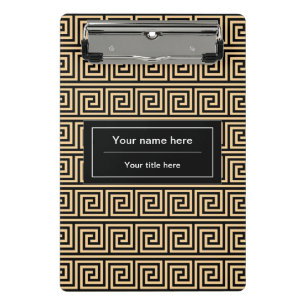 Greek Meander Key Squares Pattern Brown Mini Clipboard