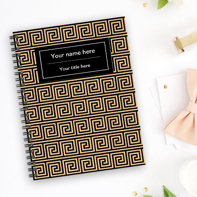 Greek Meander Key Squares Pattern Brown Notebook (Creator Uploaded)