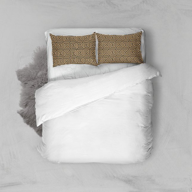 Greek Meander Key Squares Pattern Brown Pillowcase (Creator Uploaded)