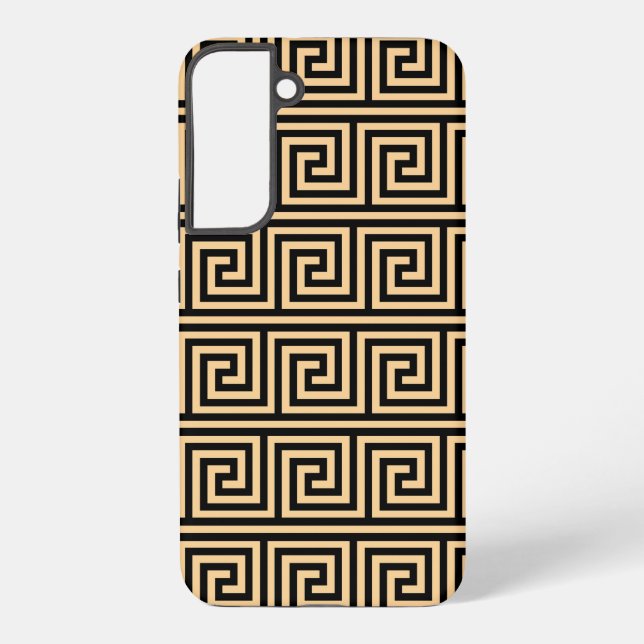 Greek Meander Key Squares Pattern Brown Samsung Galaxy S22+ Case (Back)