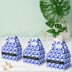 Greek Meander Key, Wave Key, Blue, Your Name Favor Box
