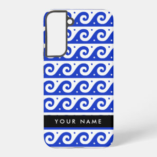 Greek Meander Key, Wave Key, Blue, Your Name Samsung Galaxy Case