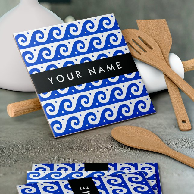 Greek Meander Key, Wave Key, Blue, Your Name Tile (Creator Uploaded)