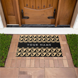 Greek Meander Key, Wave Key, Brown, Your Name Doormat
