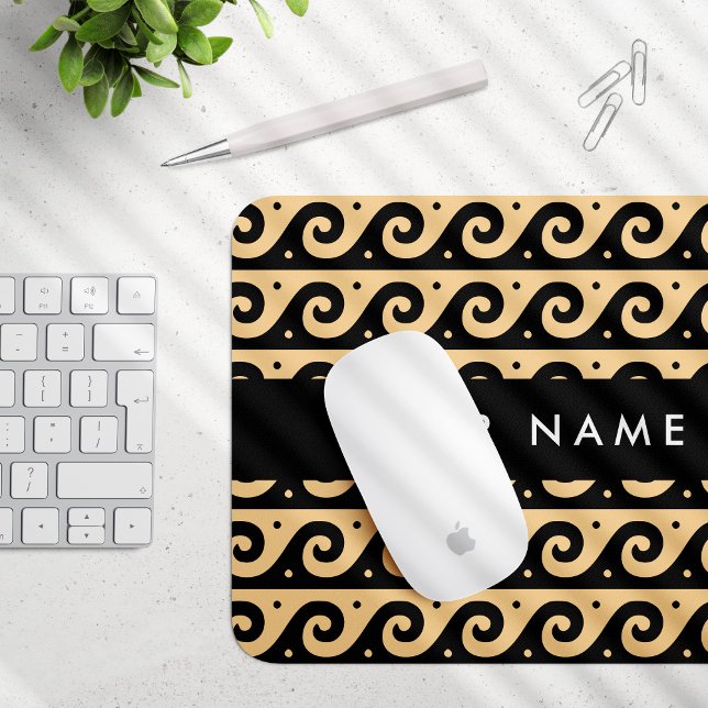 Greek Meander Key, Wave Key, Brown, Your Name Mouse Pad (Creator Uploaded)