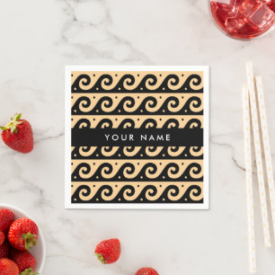 Greek Meander Key, Wave Key, Brown, Your Name Napkin