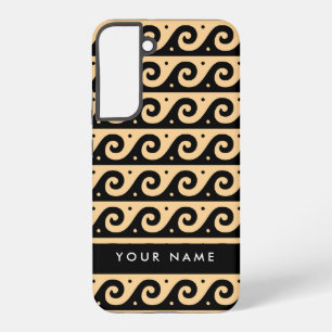 Greek Meander Key, Wave Key, Brown, Your Name Samsung Galaxy Case