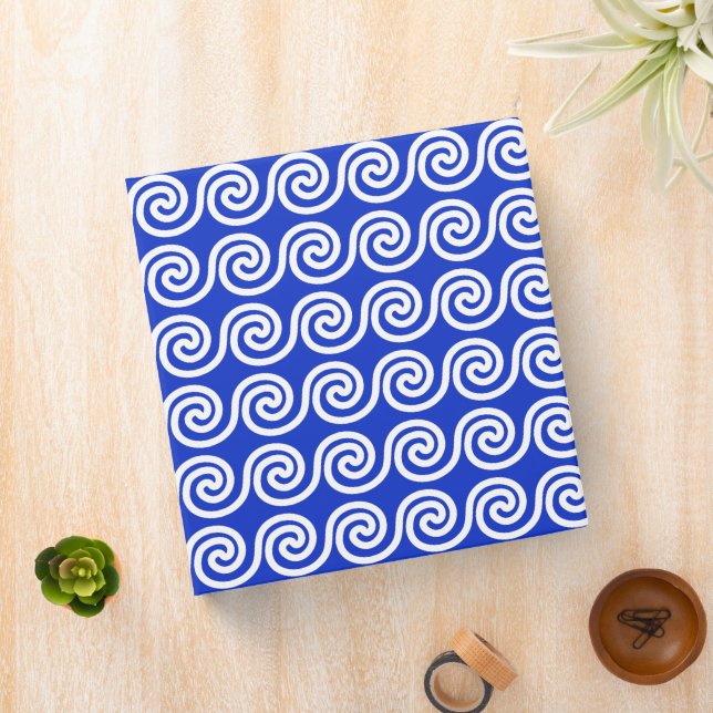 Greek Meander Key Waves Pattern Blue Binder (In Situ)