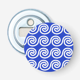 Greek Meander Key Waves Pattern Blue Bottle Opener