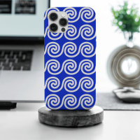 Greek Meander Key Waves Pattern Blue