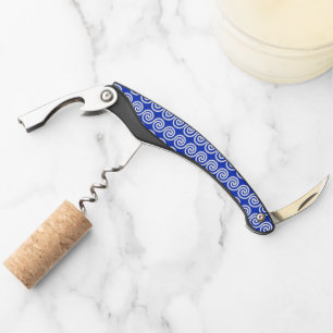 Greek Meander Key Waves Pattern Blue Corkscrew