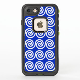 Greek Meander Key Waves Pattern Blue